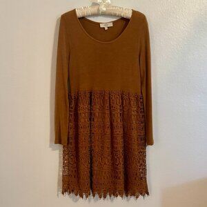 Brown Sweater Crochet Dress Size Small